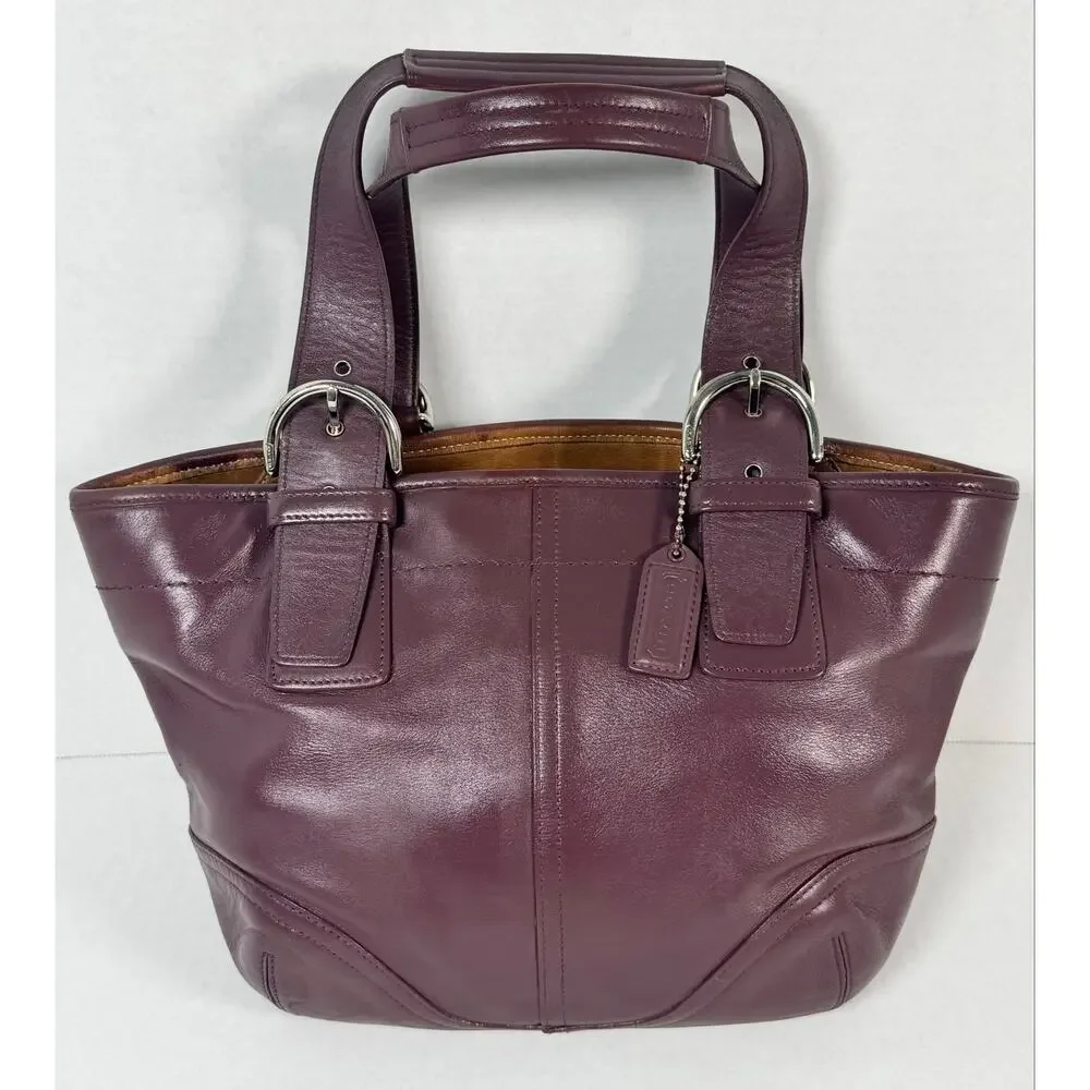 Coach Soho Plum Purple Leather Buckle Tote Shoulder Bag E3S-9544
